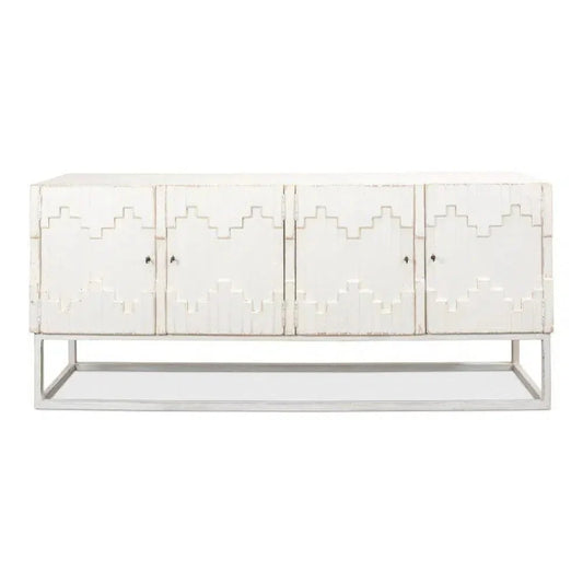 Aztec White Sideboard Black Buffet for Dining Room - LOOMLAN - Sarreid - Sideboards