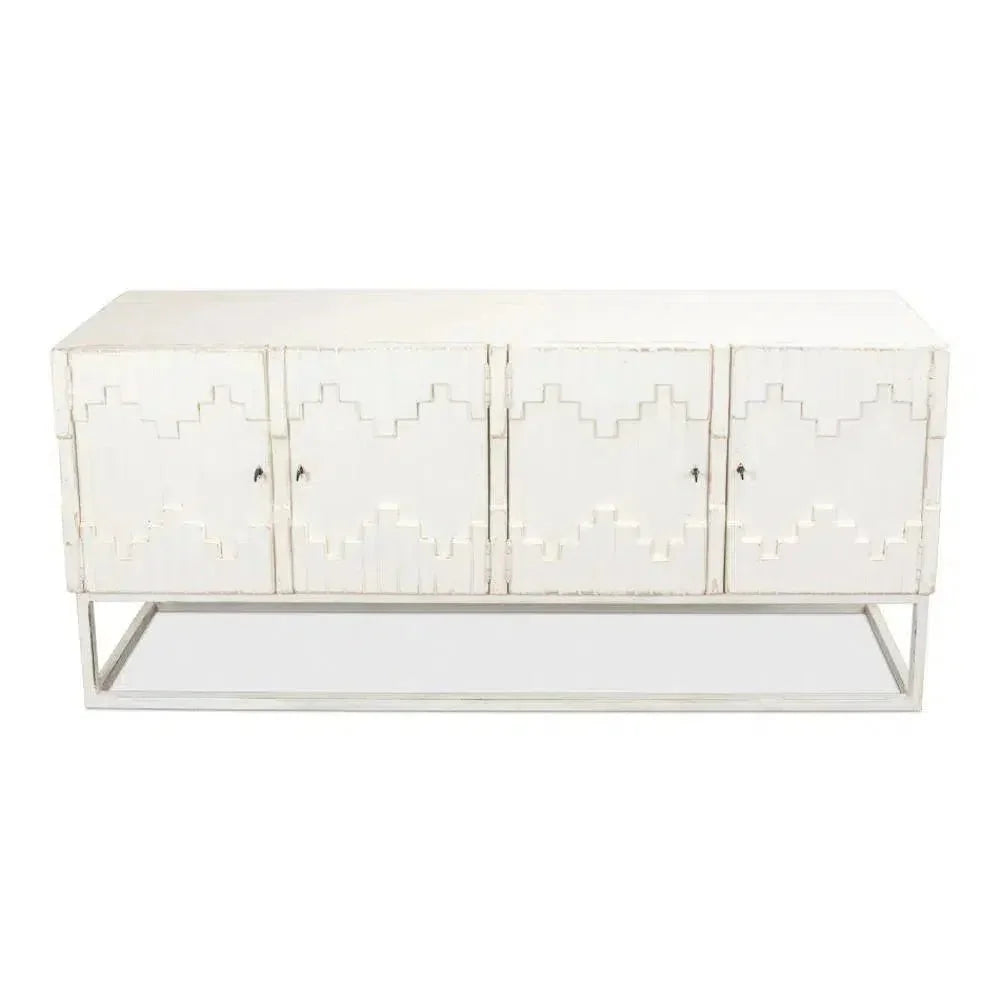 Aztec White Sideboard Black Buffet for Dining Room - LOOMLAN - Sarreid - Sideboards