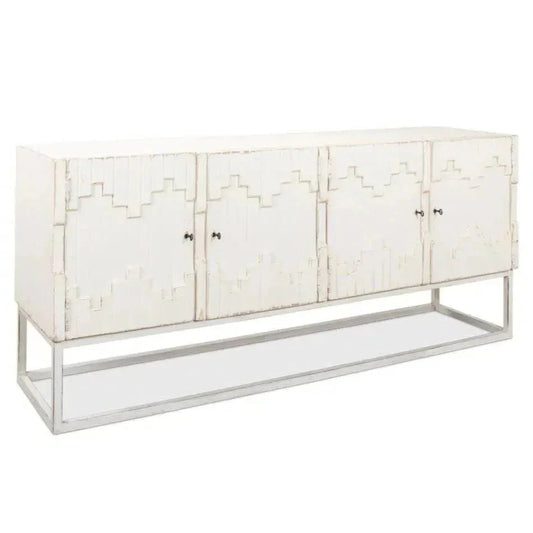 Aztec White Sideboard Black Buffet for Dining Room - LOOMLAN - Sarreid - Sideboards