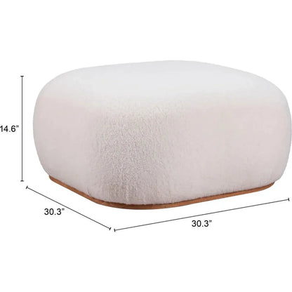 Azua Wood Cream Ottoman - LOOMLAN - Zuo Modern - Ottomans