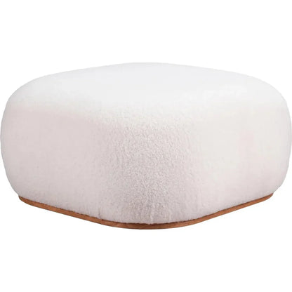 Azua Wood Cream Ottoman - LOOMLAN - Zuo Modern - Ottomans
