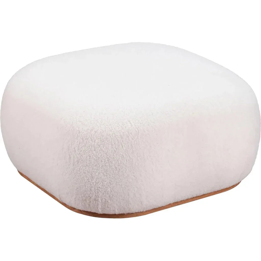 Azua Wood Cream Ottoman - LOOMLAN - Zuo Modern - Ottomans