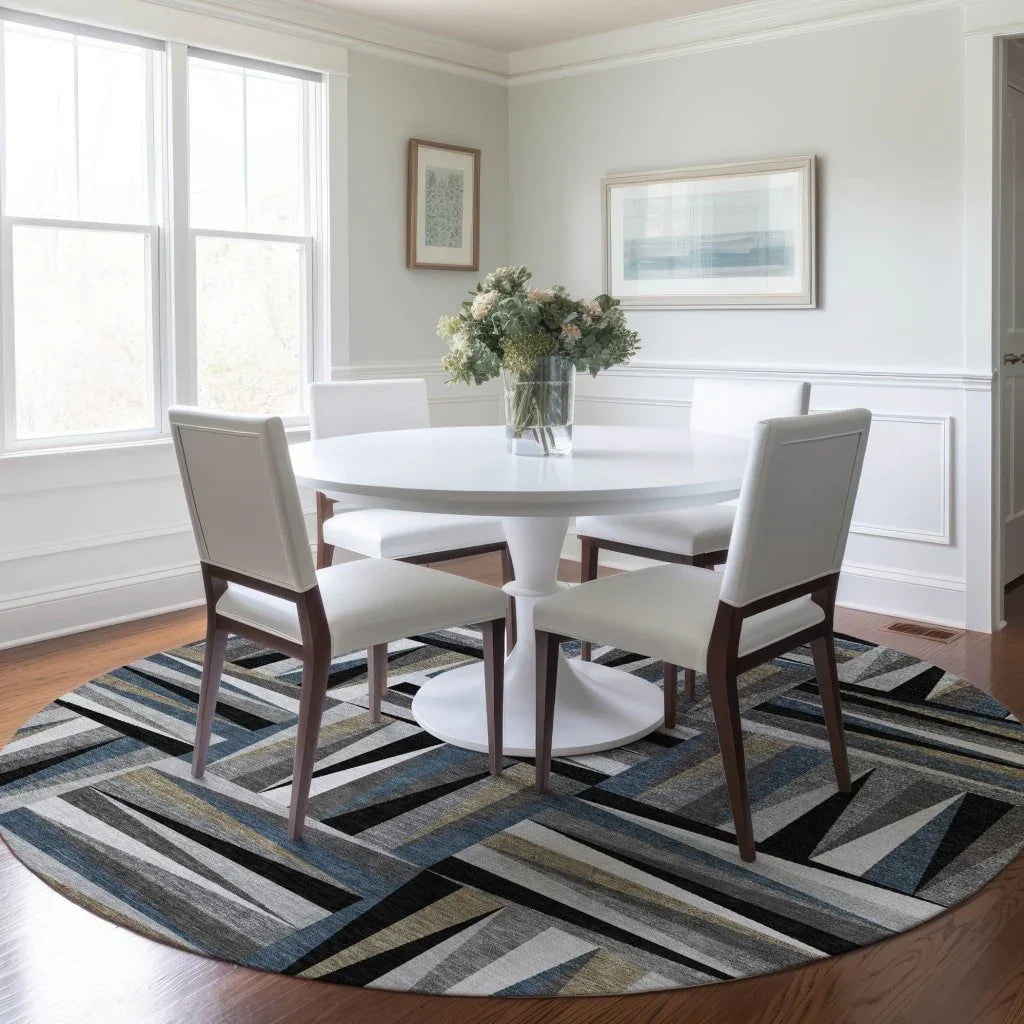 Azura Black Washable Indoor-Outdoor Rug-Outdoor Rugs-LOOMLAN Rugs-LOOMLAN