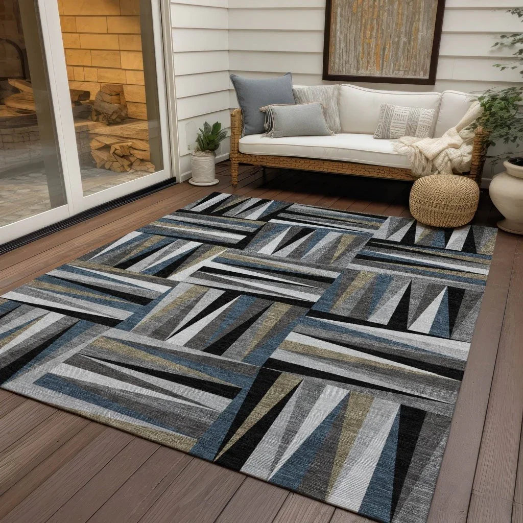 Azura Black Washable Indoor-Outdoor Rug-Outdoor Rugs-LOOMLAN Rugs-LOOMLAN