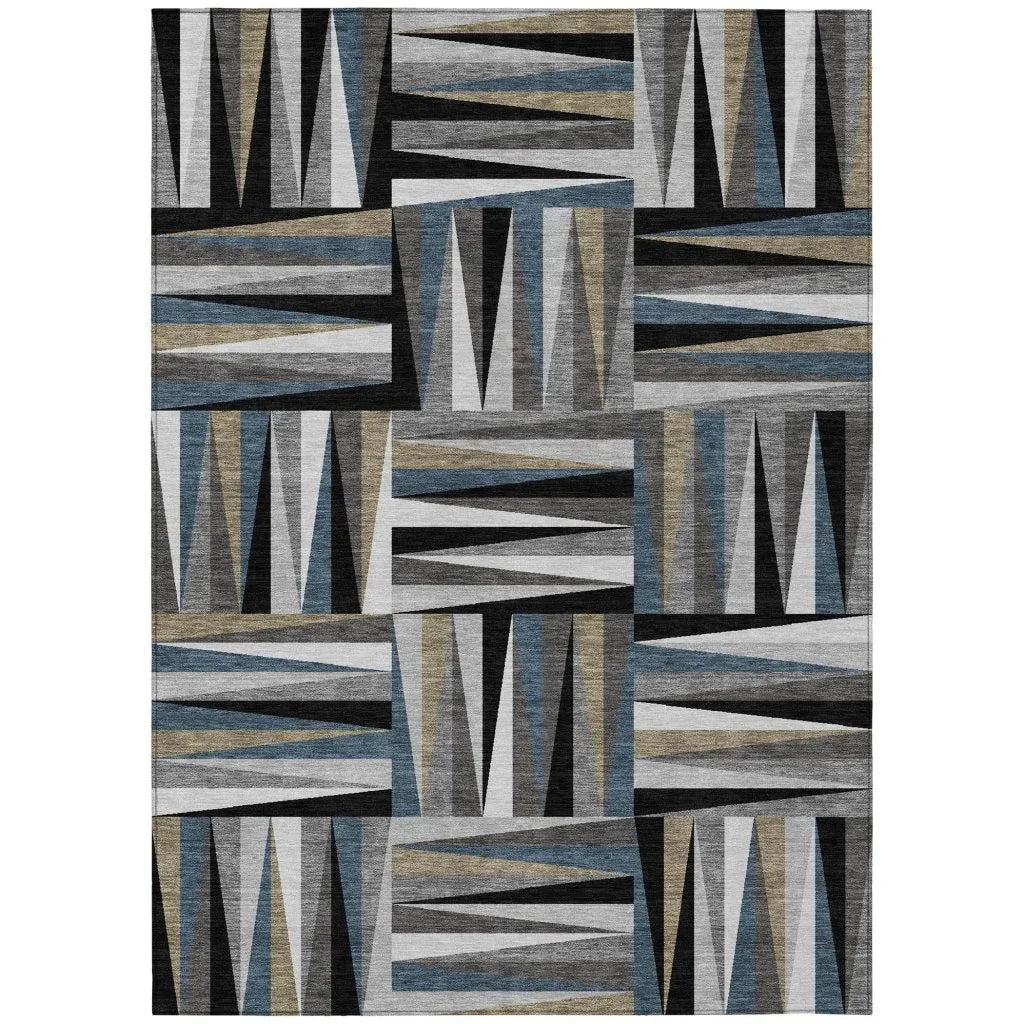 Azura Black Washable Indoor-Outdoor Rug-Outdoor Rugs-LOOMLAN Rugs-2'6" x 3'10"-LOOMLAN