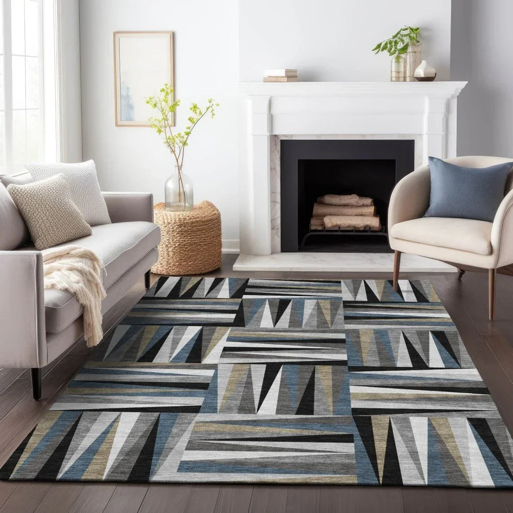 Azura Black Washable Indoor-Outdoor Rug-Outdoor Rugs-LOOMLAN Rugs-LOOMLAN