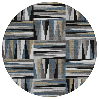 Azura Black Washable Indoor-Outdoor Rug-Outdoor Rugs-LOOMLAN Rugs-8' x 8'-LOOMLAN