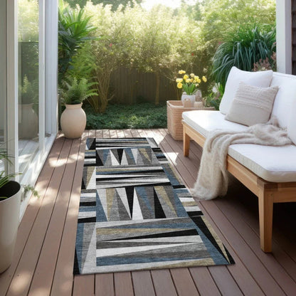 Azura Black Washable Indoor-Outdoor Rug-Outdoor Rugs-LOOMLAN Rugs-LOOMLAN