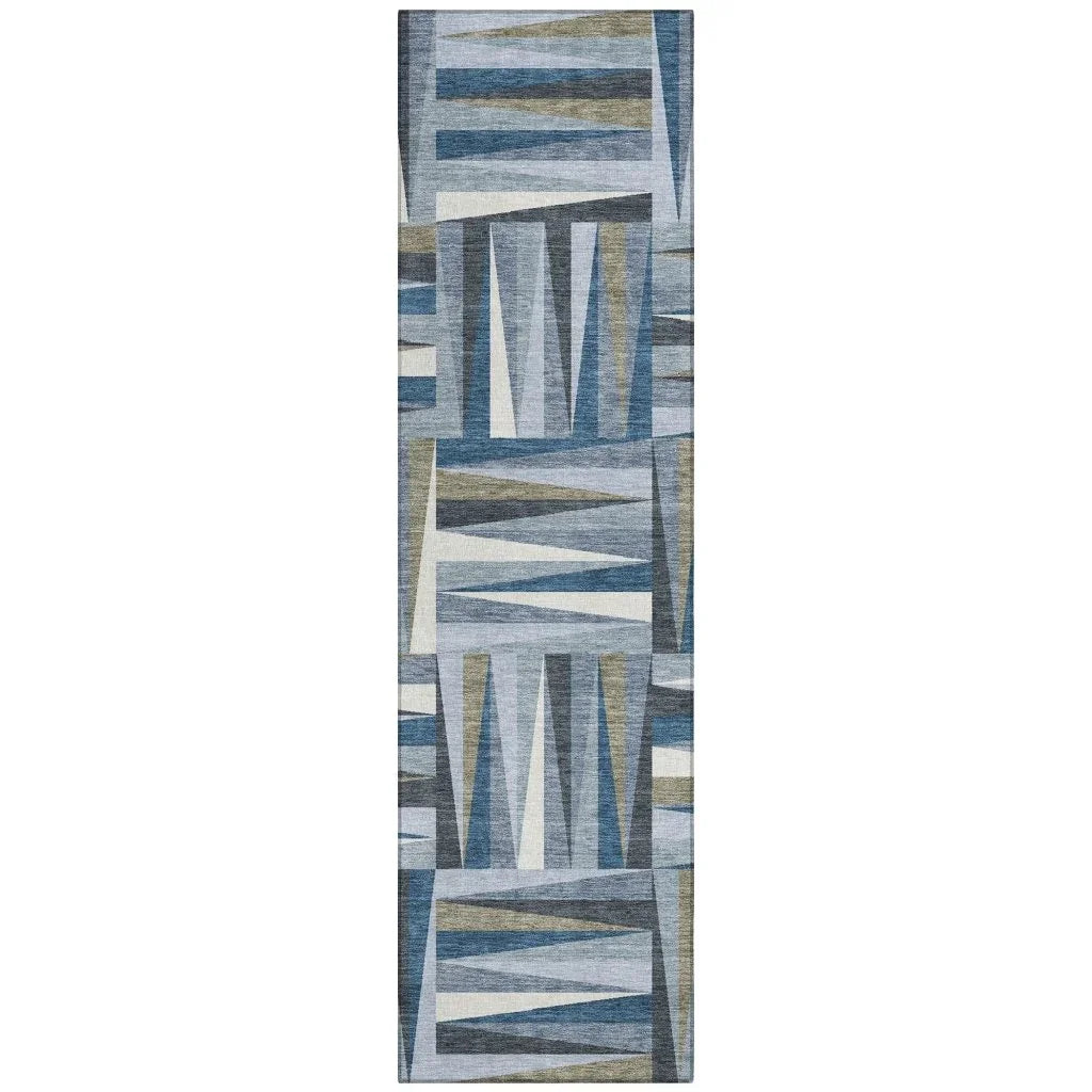 Azura Blue Washable Indoor-Outdoor Rug-Outdoor Rugs-LOOMLAN Rugs-2'3" x 7'6"-LOOMLAN