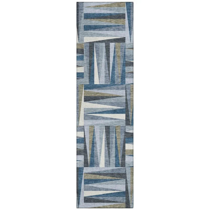 Azura Blue Washable Indoor-Outdoor Rug-Outdoor Rugs-LOOMLAN Rugs-2'3" x 7'6"-LOOMLAN