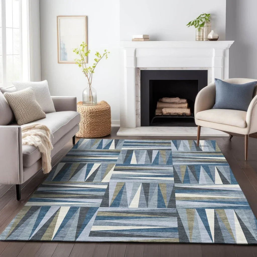 Azura Blue Washable Indoor-Outdoor Rug-Outdoor Rugs-LOOMLAN Rugs-LOOMLAN