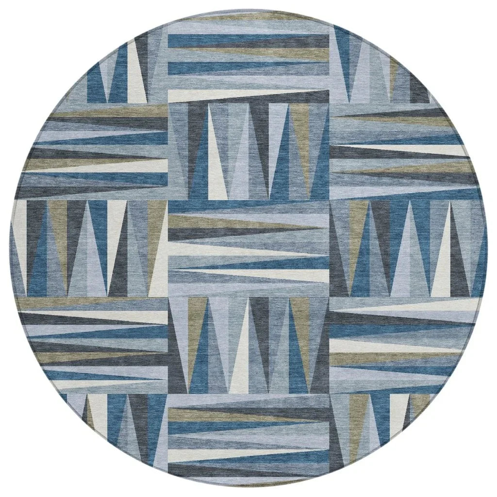 Azura Blue Washable Indoor-Outdoor Rug-Outdoor Rugs-LOOMLAN Rugs-8' x 8'-LOOMLAN