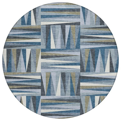 Azura Blue Washable Indoor-Outdoor Rug-Outdoor Rugs-LOOMLAN Rugs-8' x 8'-LOOMLAN