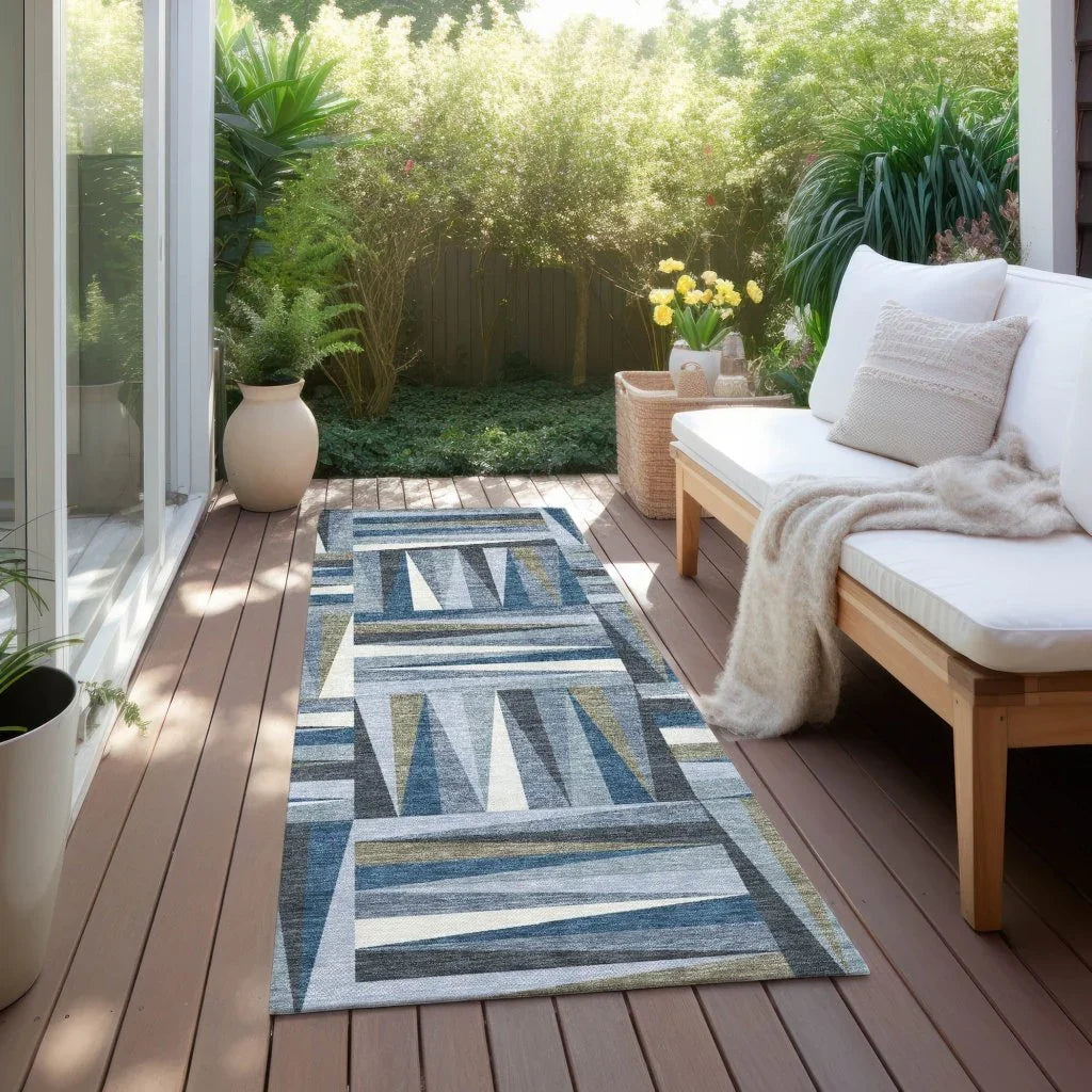 Azura Blue Washable Indoor-Outdoor Rug-Outdoor Rugs-LOOMLAN Rugs-LOOMLAN