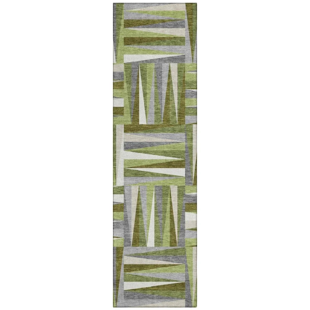 Azura Green Washable Indoor-Outdoor Rug-Outdoor Rugs-LOOMLAN Rugs-2'3" x 7'6"-LOOMLAN