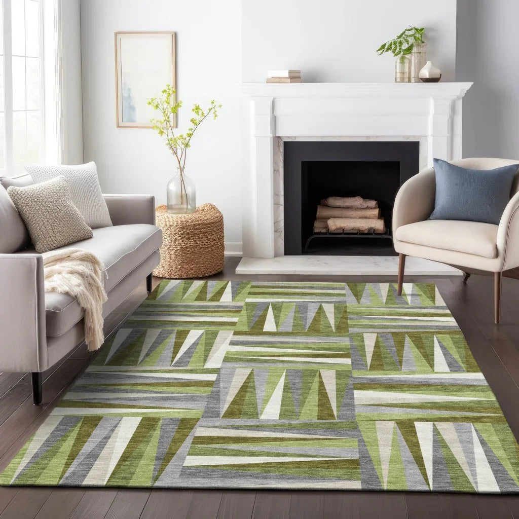Azura Green Washable Indoor-Outdoor Rug-Outdoor Rugs-LOOMLAN Rugs-LOOMLAN
