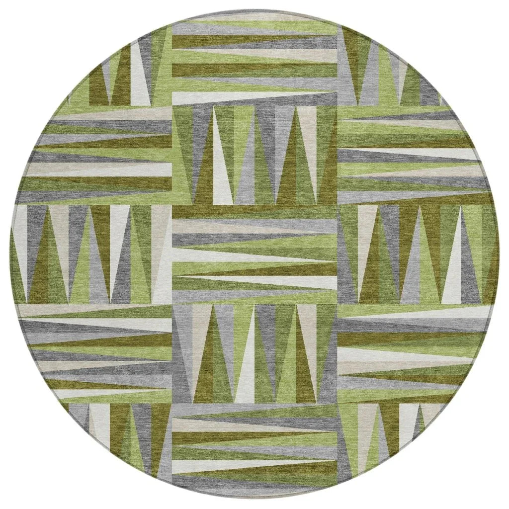 Azura Green Washable Indoor-Outdoor Rug-Outdoor Rugs-LOOMLAN Rugs-8' x 8'-LOOMLAN