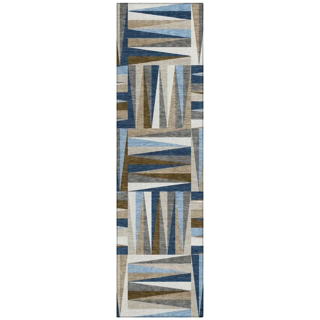 Azura Navy Washable Indoor-Outdoor Rug-Outdoor Rugs-LOOMLAN Rugs-2'3" x 7'6"-LOOMLAN