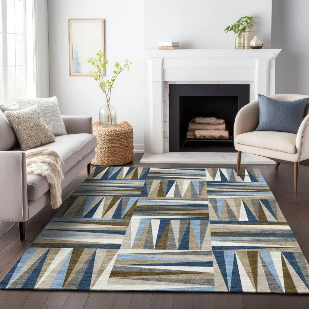 Azura Navy Washable Indoor-Outdoor Rug-Outdoor Rugs-LOOMLAN Rugs-LOOMLAN