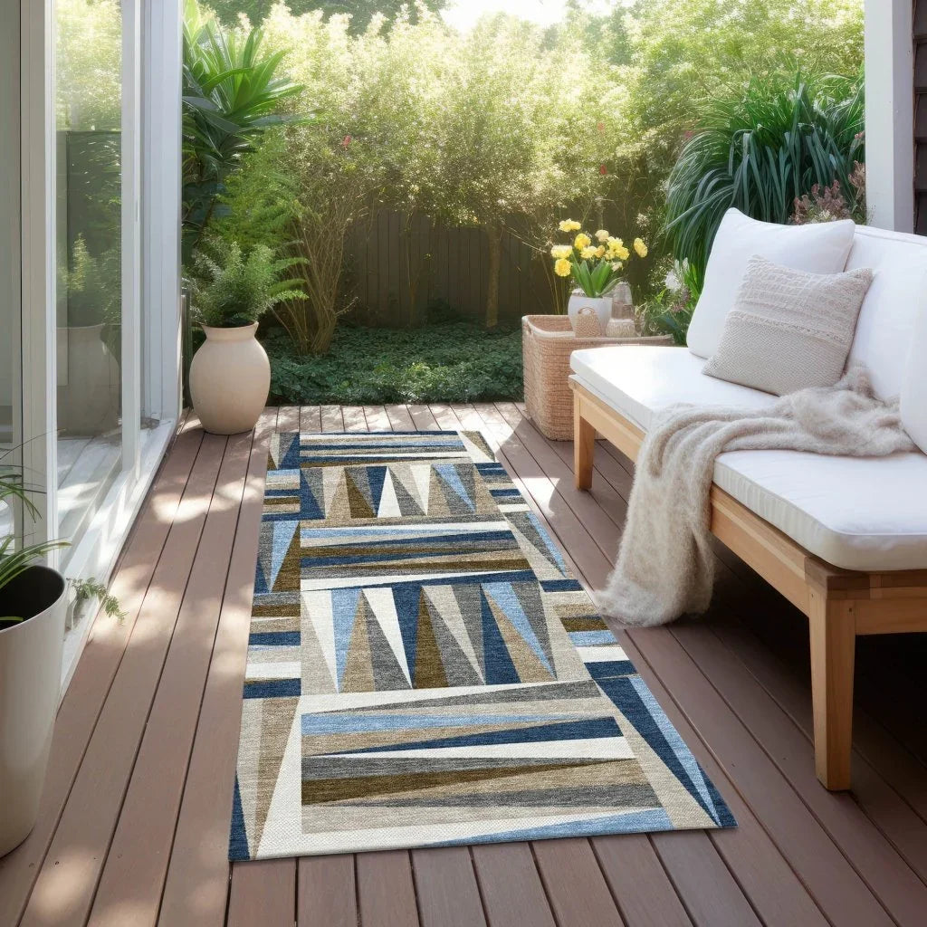 Azura Navy Washable Indoor-Outdoor Rug-Outdoor Rugs-LOOMLAN Rugs-LOOMLAN