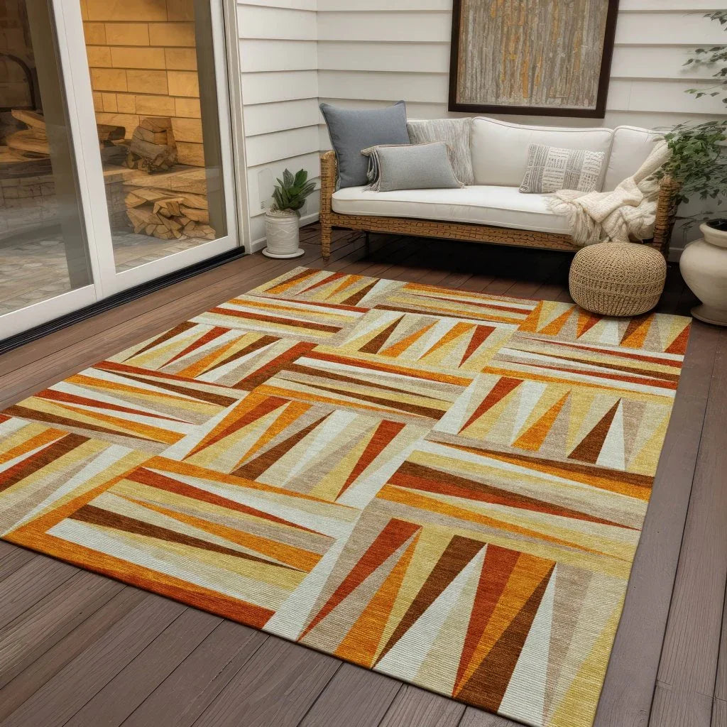 Azura Orange Washable Indoor-Outdoor Rug-Outdoor Rugs-LOOMLAN Rugs-LOOMLAN