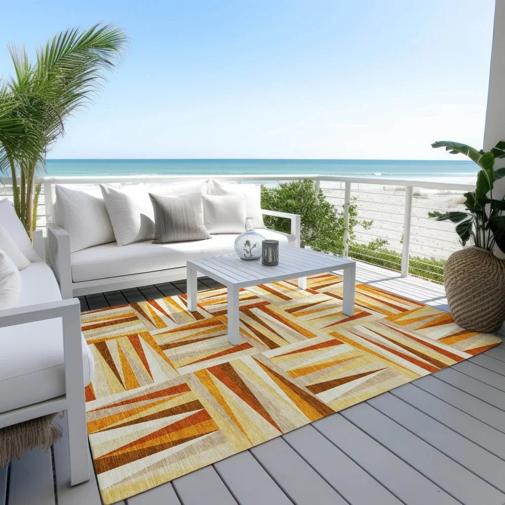 Azura Orange Washable Indoor-Outdoor Rug-Outdoor Rugs-LOOMLAN Rugs-LOOMLAN