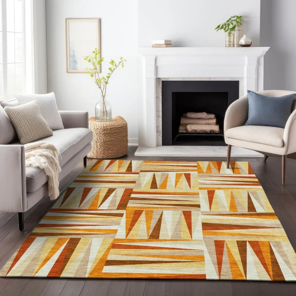 Azura Orange Washable Indoor-Outdoor Rug-Outdoor Rugs-LOOMLAN Rugs-LOOMLAN