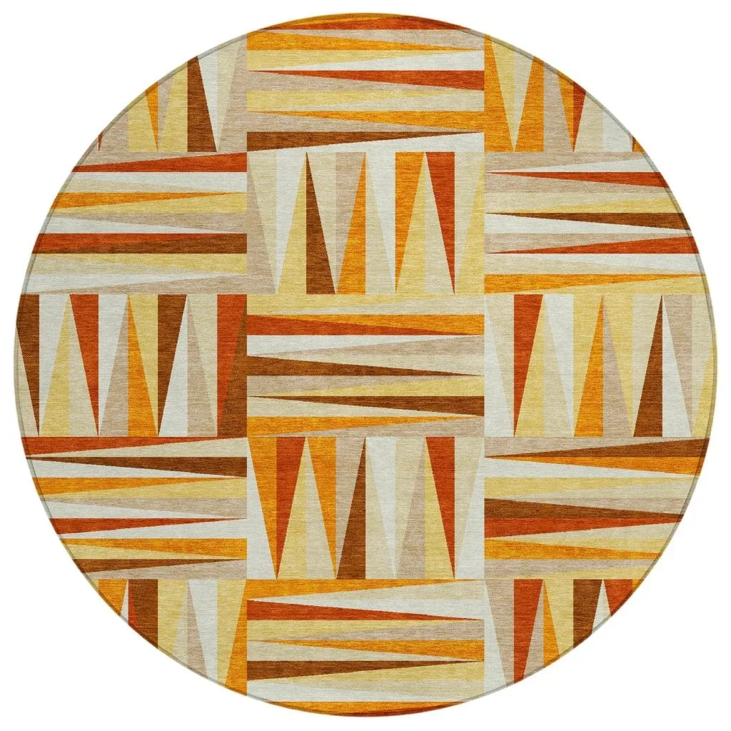 Azura Orange Washable Indoor-Outdoor Rug-Outdoor Rugs-LOOMLAN Rugs-8' x 8'-LOOMLAN