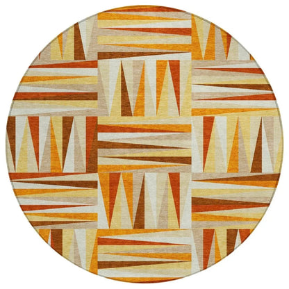 Azura Orange Washable Indoor-Outdoor Rug-Outdoor Rugs-LOOMLAN Rugs-8' x 8'-LOOMLAN