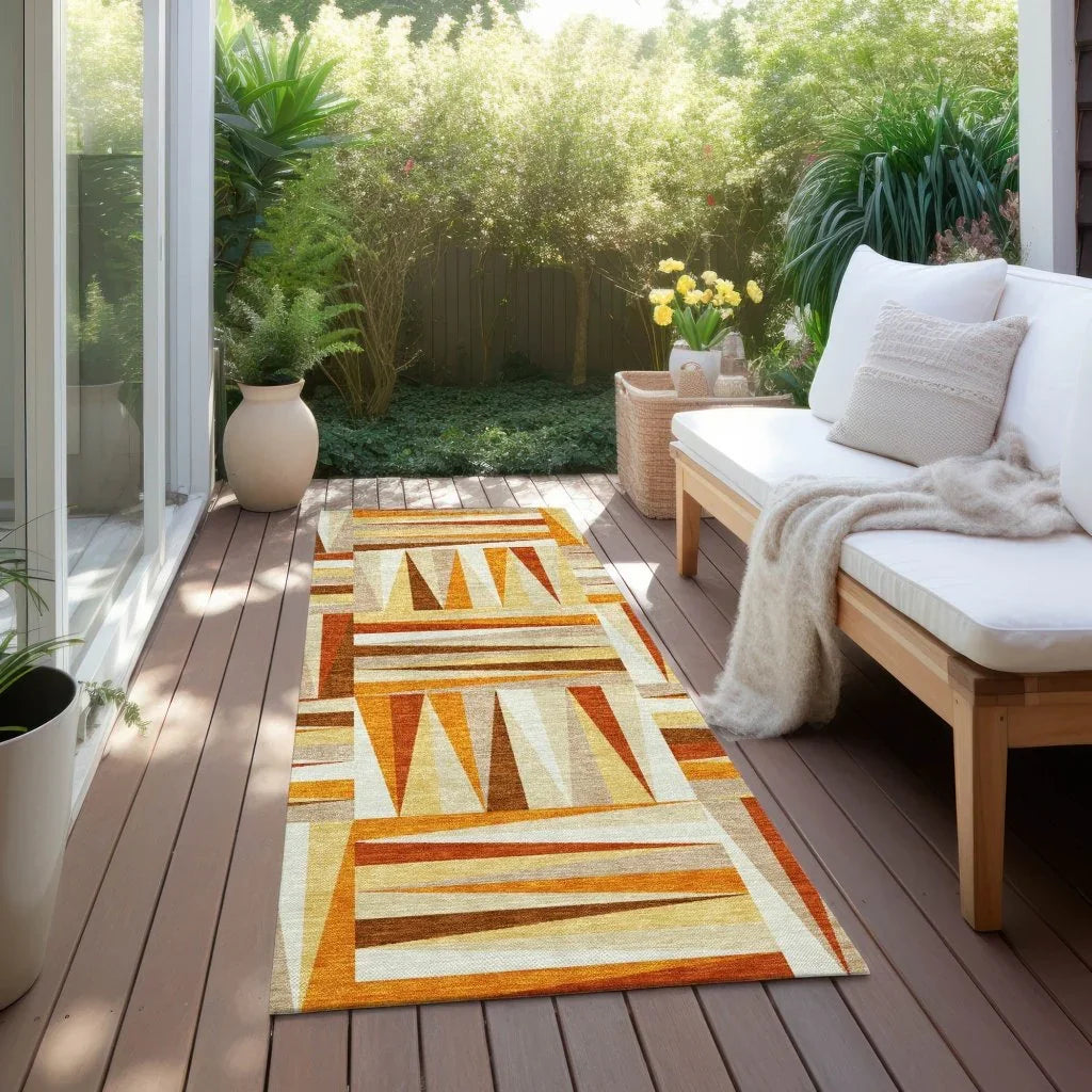 Azura Orange Washable Indoor-Outdoor Rug-Outdoor Rugs-LOOMLAN Rugs-LOOMLAN