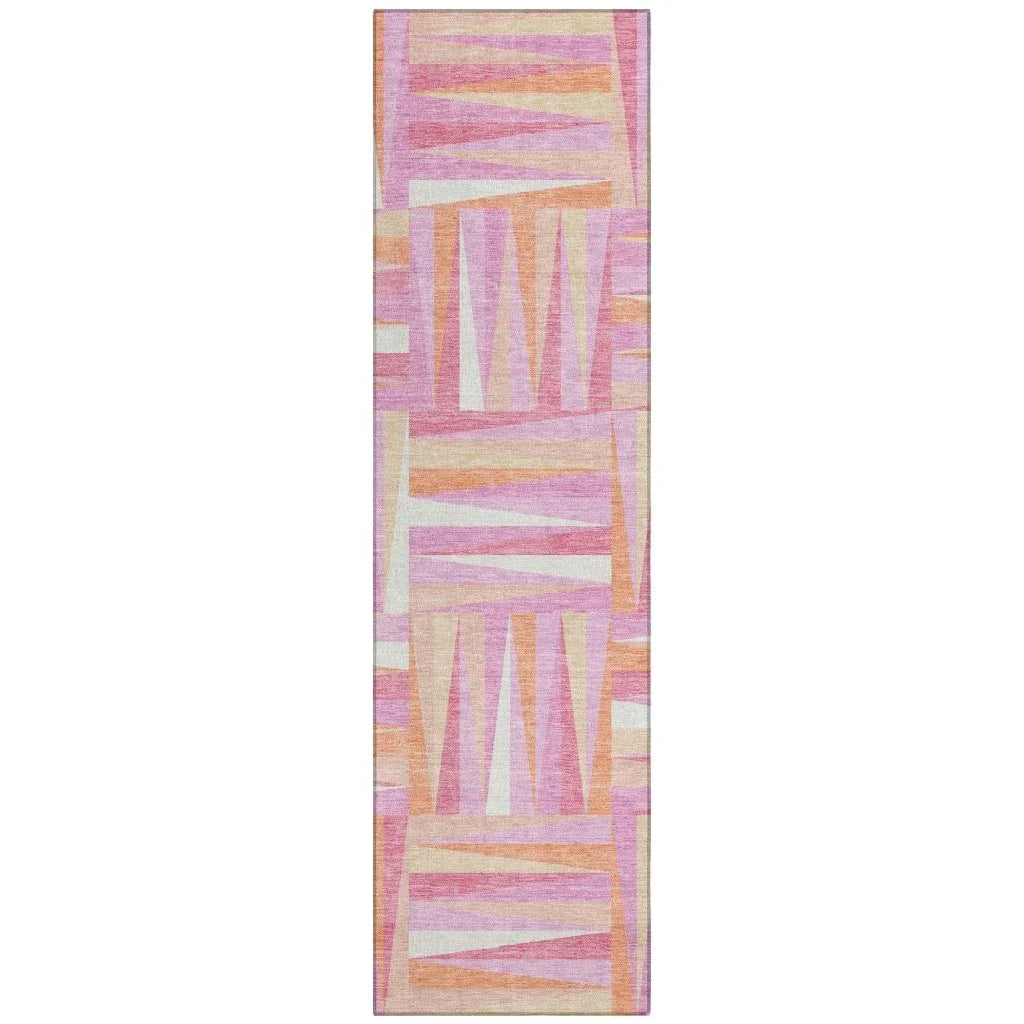 Azura Pink Washable Indoor-Outdoor Rug-Outdoor Rugs-LOOMLAN Rugs-2'3" x 7'6"-LOOMLAN