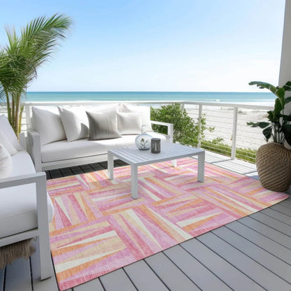 Azura Pink Washable Indoor-Outdoor Rug-Outdoor Rugs-LOOMLAN Rugs-LOOMLAN