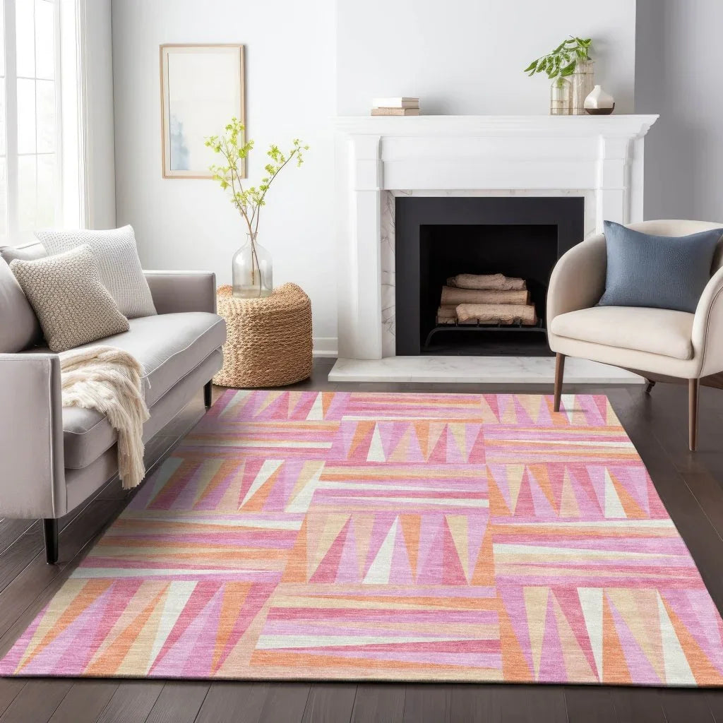 Azura Pink Washable Indoor-Outdoor Rug-Outdoor Rugs-LOOMLAN Rugs-LOOMLAN