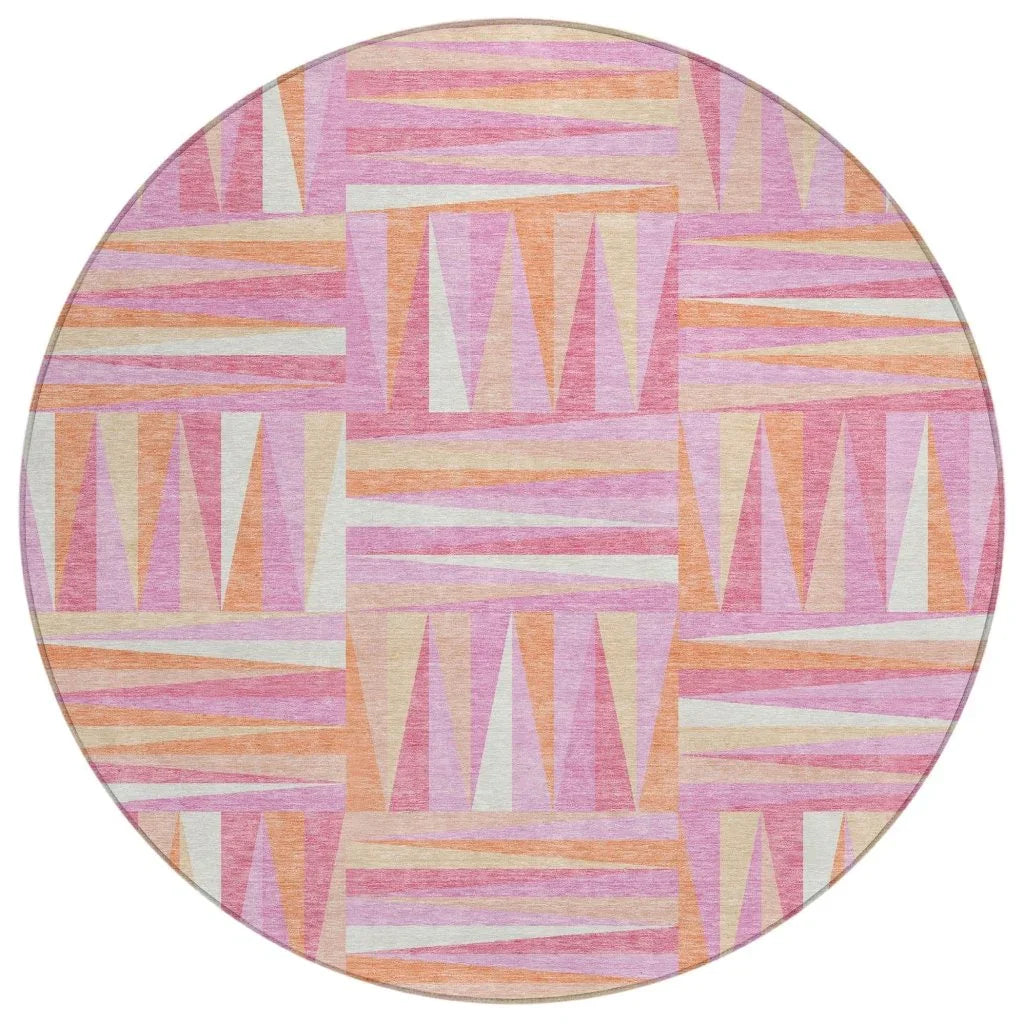 Azura Pink Washable Indoor-Outdoor Rug-Outdoor Rugs-LOOMLAN Rugs-8' x 8'-LOOMLAN