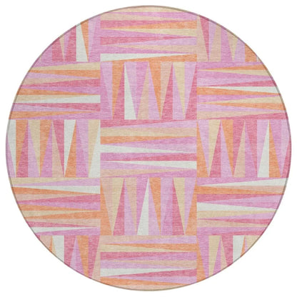 Azura Pink Washable Indoor-Outdoor Rug-Outdoor Rugs-LOOMLAN Rugs-8' x 8'-LOOMLAN