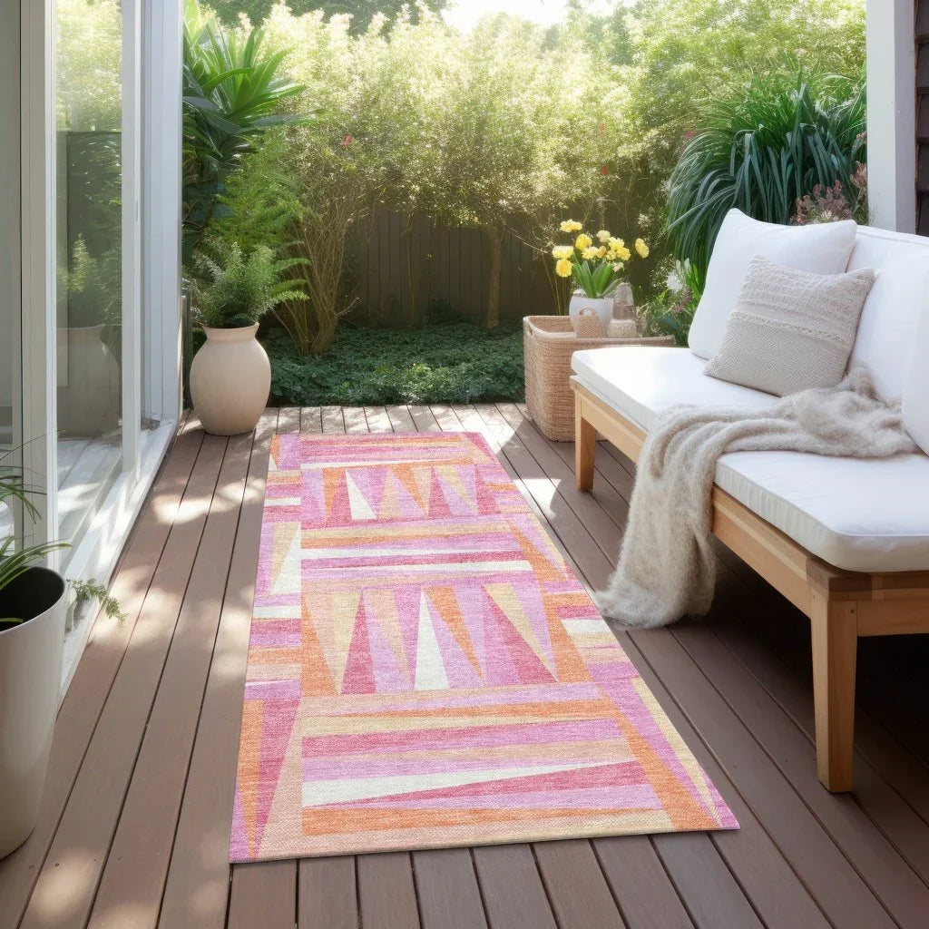 Azura Pink Washable Indoor-Outdoor Rug-Outdoor Rugs-LOOMLAN Rugs-LOOMLAN
