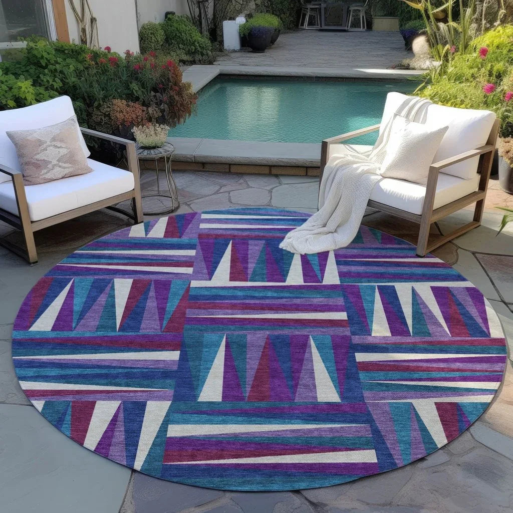 Azura Purple Washable Indoor-Outdoor Rug-Outdoor Rugs-LOOMLAN Rugs-LOOMLAN