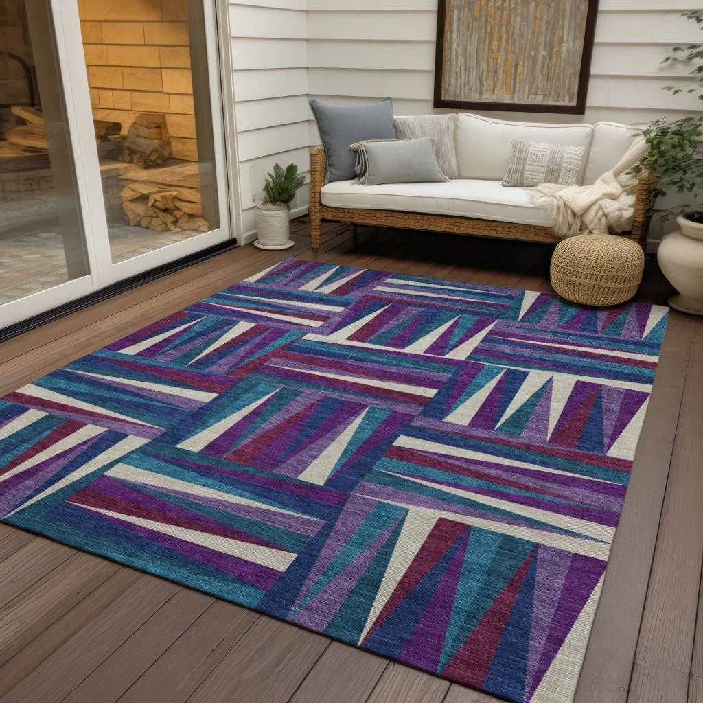 Azura Purple Washable Indoor-Outdoor Rug-Outdoor Rugs-LOOMLAN Rugs-LOOMLAN