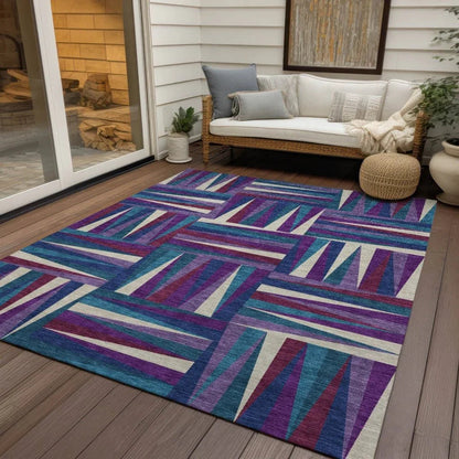 Azura Purple Washable Indoor-Outdoor Rug-Outdoor Rugs-LOOMLAN Rugs-LOOMLAN