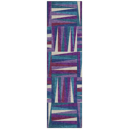 Azura Purple Washable Indoor-Outdoor Rug-Outdoor Rugs-LOOMLAN Rugs-2'3" x 7'6"-LOOMLAN