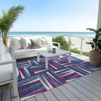 Azura Purple Washable Indoor-Outdoor Rug-Outdoor Rugs-LOOMLAN Rugs-LOOMLAN