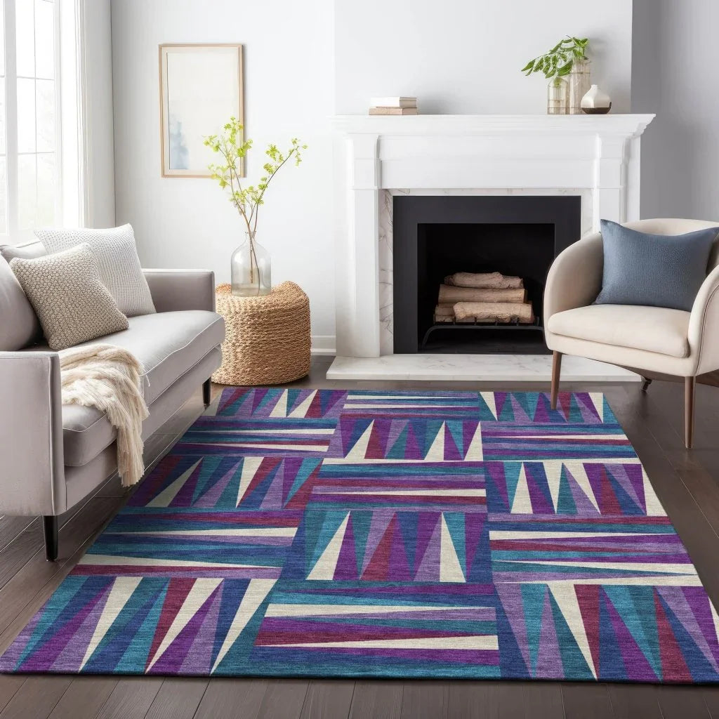 Azura Purple Washable Indoor-Outdoor Rug-Outdoor Rugs-LOOMLAN Rugs-LOOMLAN