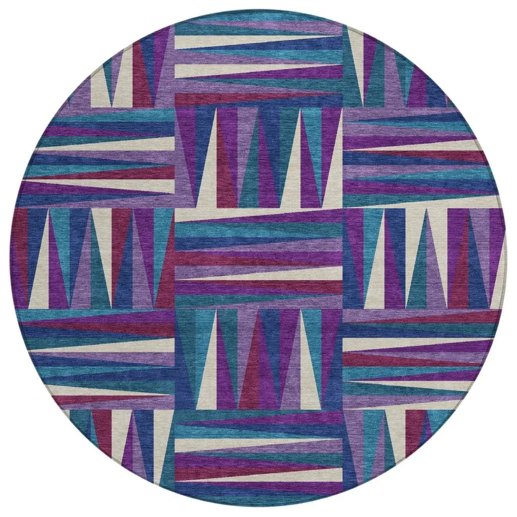 Azura Purple Washable Indoor-Outdoor Rug-Outdoor Rugs-LOOMLAN Rugs-8' x 8'-LOOMLAN