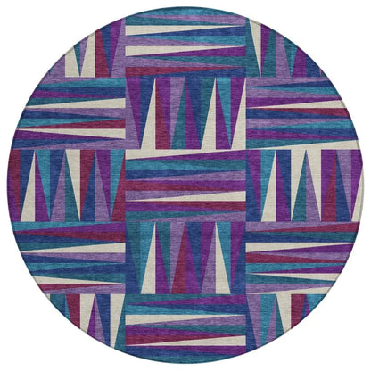 Azura Purple Washable Indoor-Outdoor Rug-Outdoor Rugs-LOOMLAN Rugs-8' x 8'-LOOMLAN