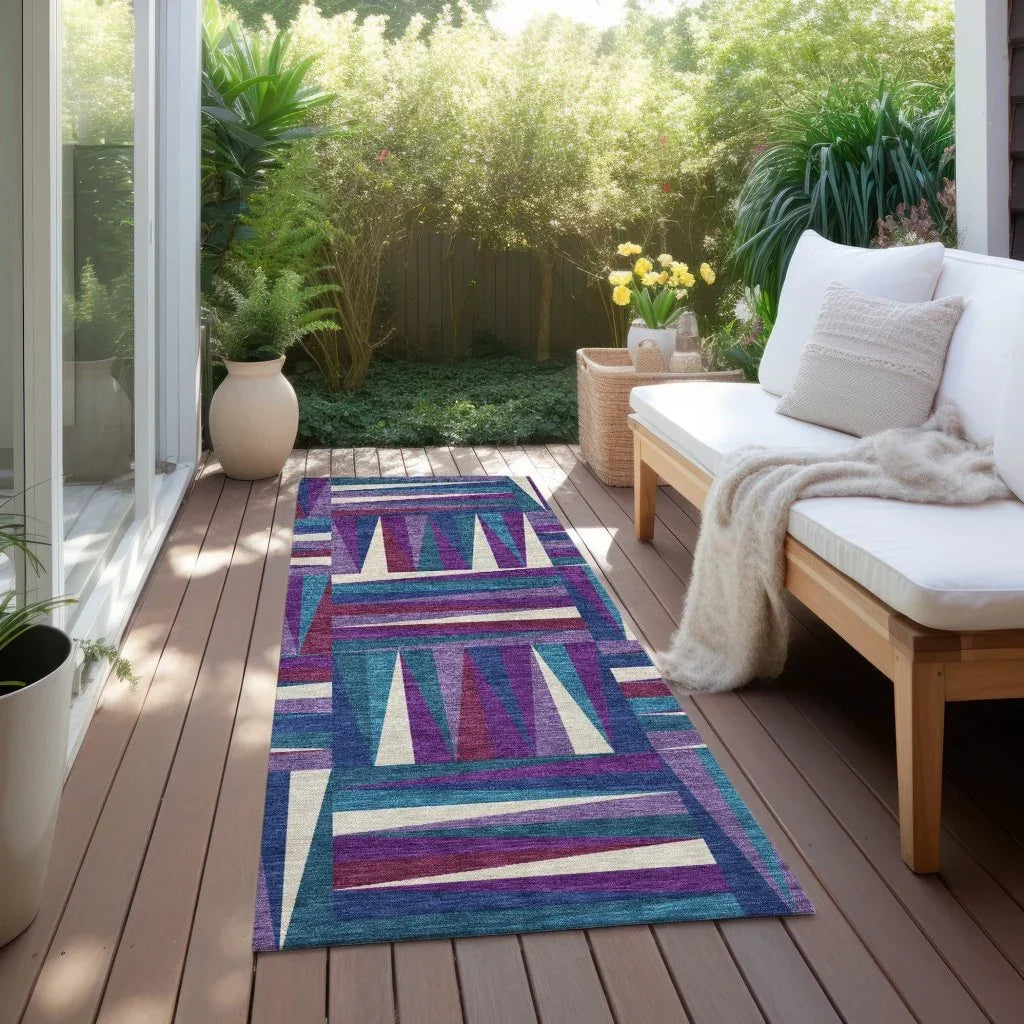 Azura Purple Washable Indoor-Outdoor Rug-Outdoor Rugs-LOOMLAN Rugs-LOOMLAN