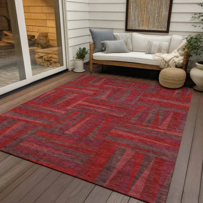 Azura Red Washable Indoor-Outdoor Rug-Outdoor Rugs-LOOMLAN Rugs-LOOMLAN