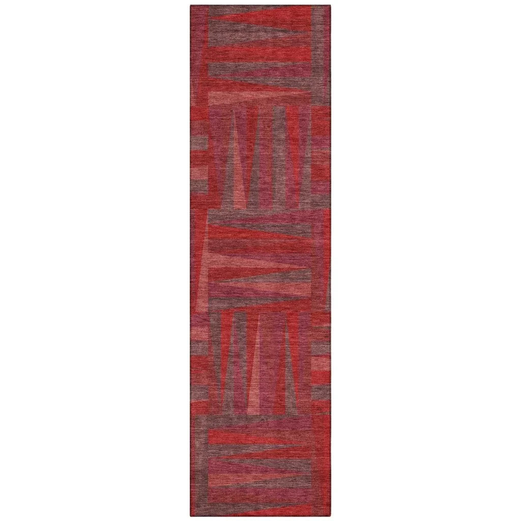 Azura Red Washable Indoor-Outdoor Rug-Outdoor Rugs-LOOMLAN Rugs-2'3" x 7'6"-LOOMLAN