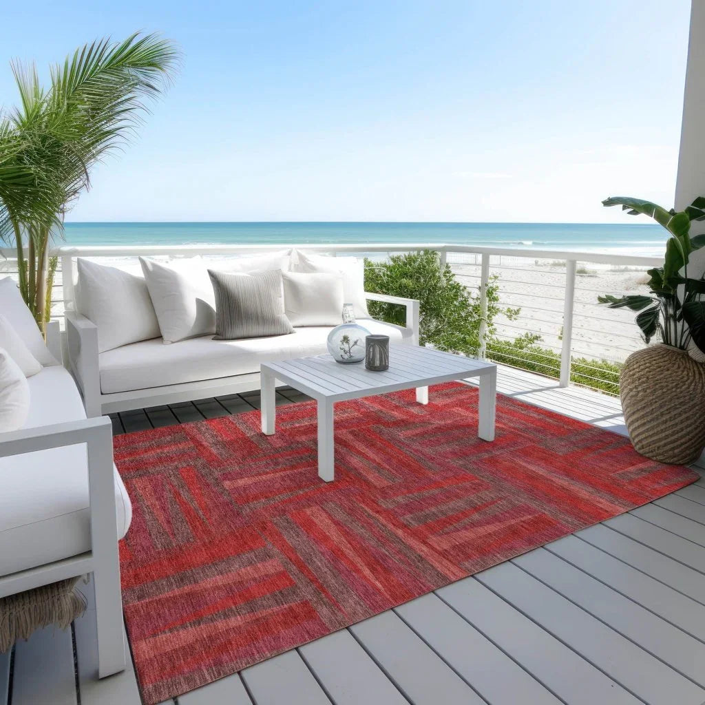 Azura Red Washable Indoor-Outdoor Rug-Outdoor Rugs-LOOMLAN Rugs-LOOMLAN