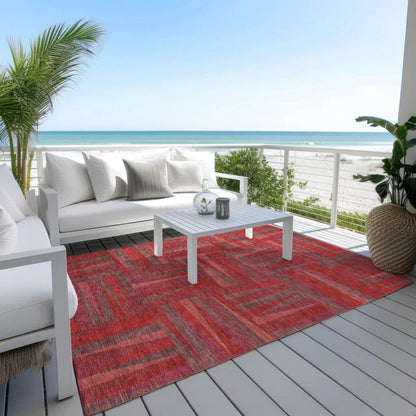 Azura Red Washable Indoor-Outdoor Rug-Outdoor Rugs-LOOMLAN Rugs-LOOMLAN