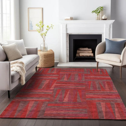 Azura Red Washable Indoor-Outdoor Rug-Outdoor Rugs-LOOMLAN Rugs-LOOMLAN